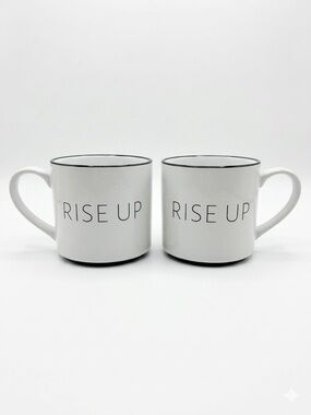 Amici Home Rise Up White Ceramic Coffee Mug (Set of 2)
